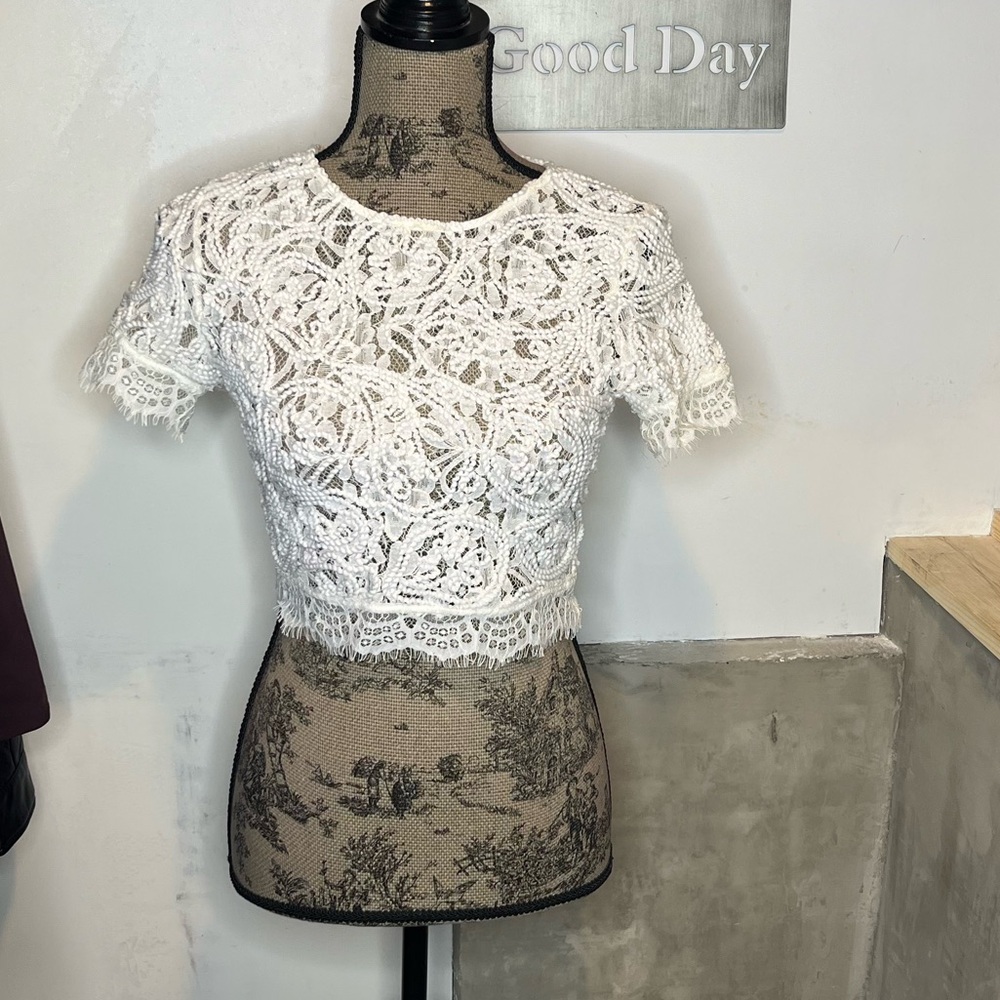 H&M White crochet lace crop top